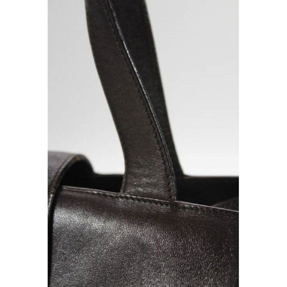 Gucci Vintage Dark Brown Leather Satchel with Gold Square G Tote Closure - Picture 10 of 12